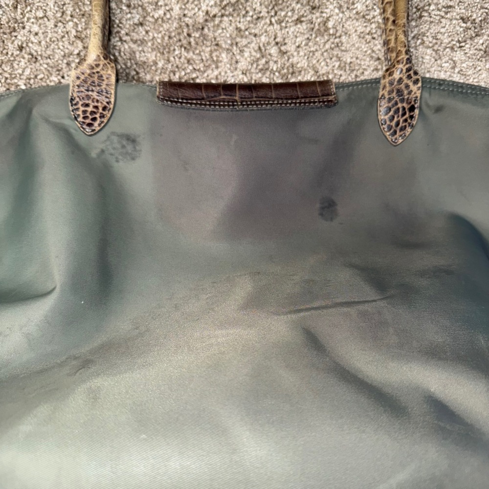 Longchamp Le Pliage Tote Womens Large Olive Green Fair Croc Embossed Trim - Picture 7 of 8
